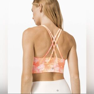 Lululemon Energy Bra Longline Shibori High Neck White Grapefruit Florid 6